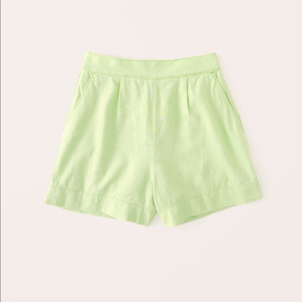 Lime linen shorts
